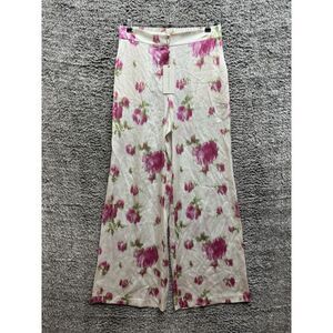 LoveShackFancy Celestine‎ High Waisted Pants Poppy Pink Silk  $495 NWT Size M